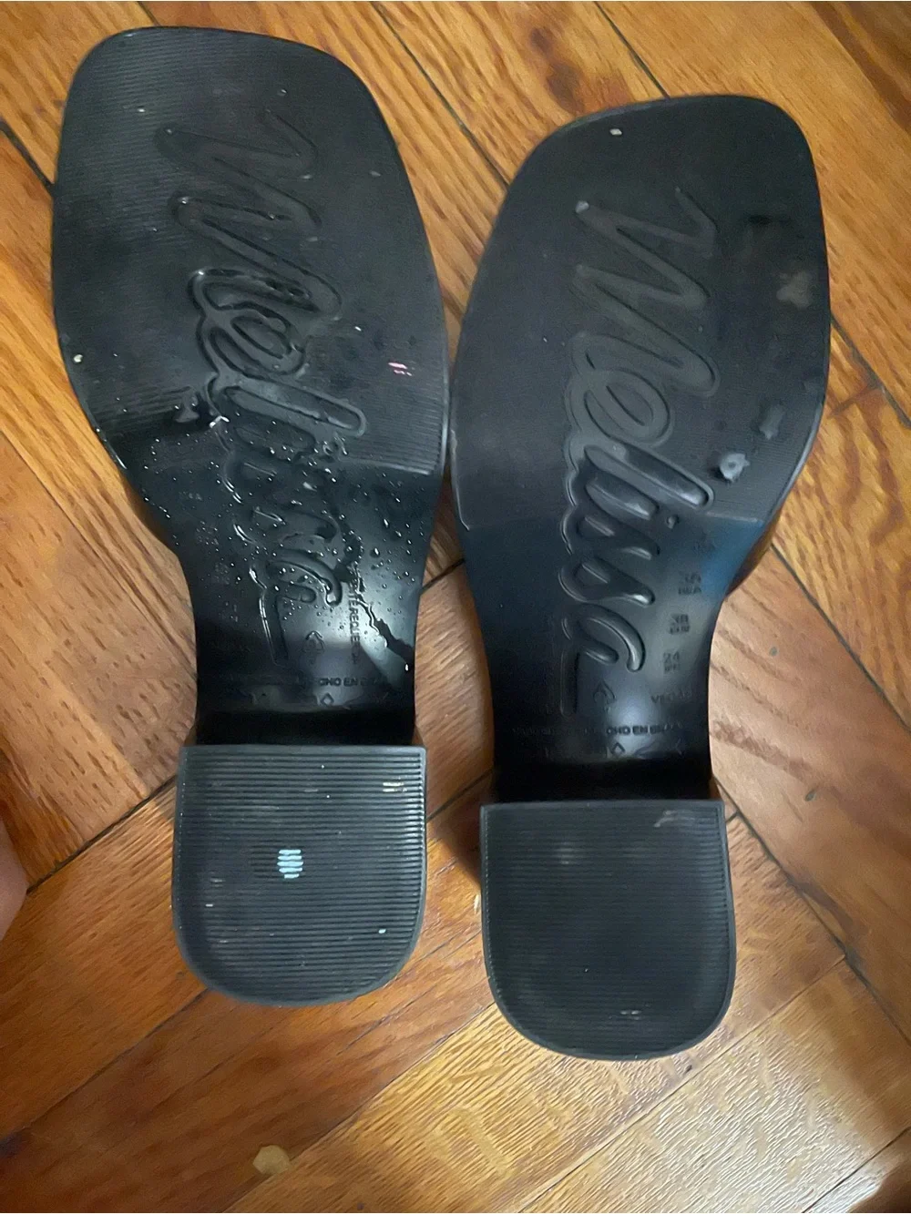 Melissa Black Patent Slide Sandals